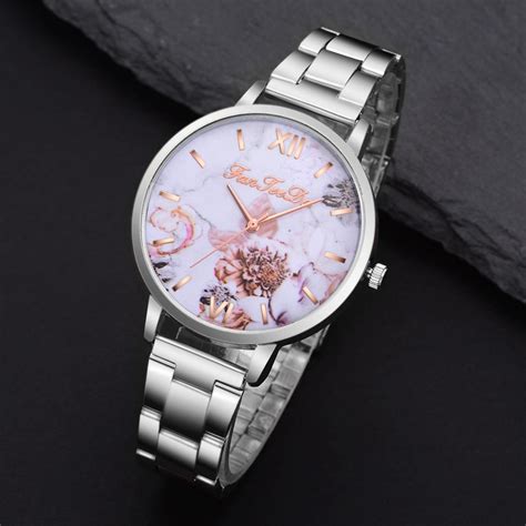 fanteeda   fashion unisex women ladies silver stainless steel band silver wrist watches