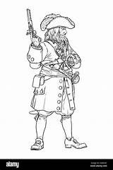 Blackbeard Captain Pistols Pirata Treasure sketch template