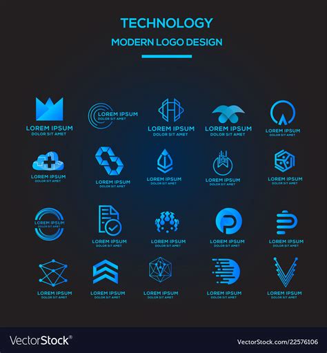 technology logo collection template royalty  vector
