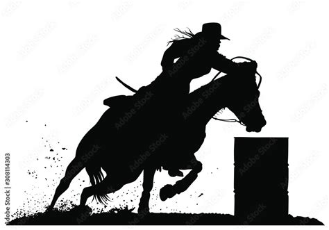 vector silhouette   rodeo cowgirl barrel racing stock vector