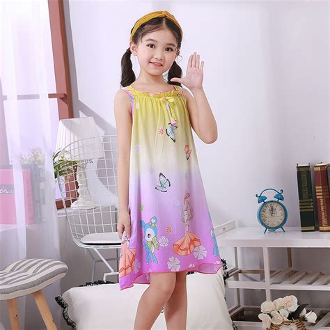 New Cute Sleepwear Shirt Summer Dresses Girls Pajamas Cotton Princess
