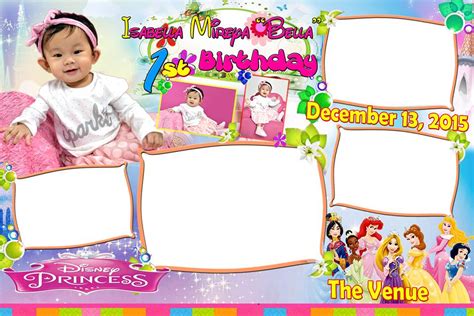 disney princess photo booth template   birthday  layout
