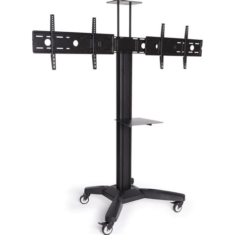 dual tv stand  hdtv flat panels    side  side mount portable  wheels