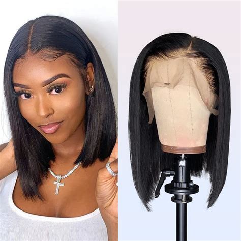 100 human hair virgin hair wig 12 inch wig middle parting wig