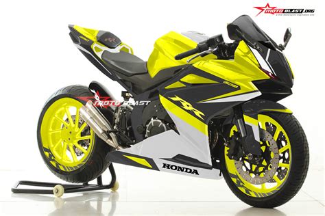 inilah modifikasi striping honda cbrrr black yellow sporty motoblast
