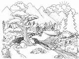Putih Pemandangan Sketsa Mudah природа Foresta Paesaggio Priroda раскраски раскраска пейзаж Indah детей картинки sketch template
