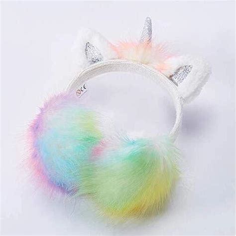 cute fluffy unicorn earmuffs  unicorn horn glitter ears