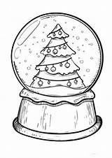 Christmas Tree Coloring Pages Easy Globe Print Kids Tulamama Skill sketch template