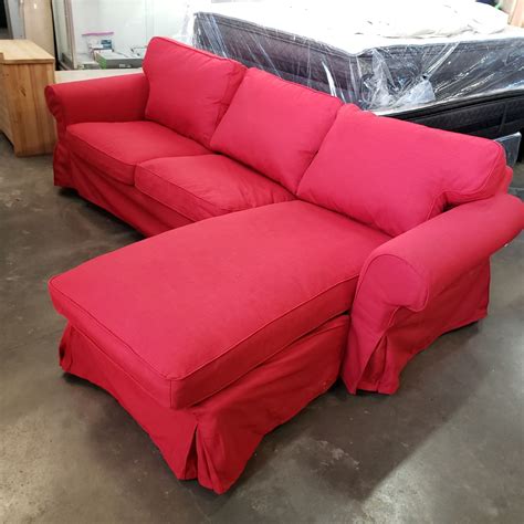 ikea ektorp   modular sectional sofa  optional beige  red cover sets chaise