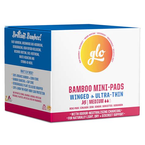 glo bamboo mini pads  wings  sensitive bladder  pads flo