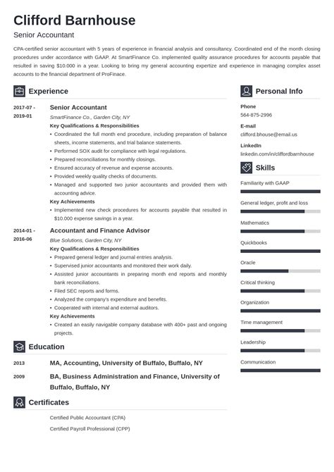 senior accountant resume sample  guide tips
