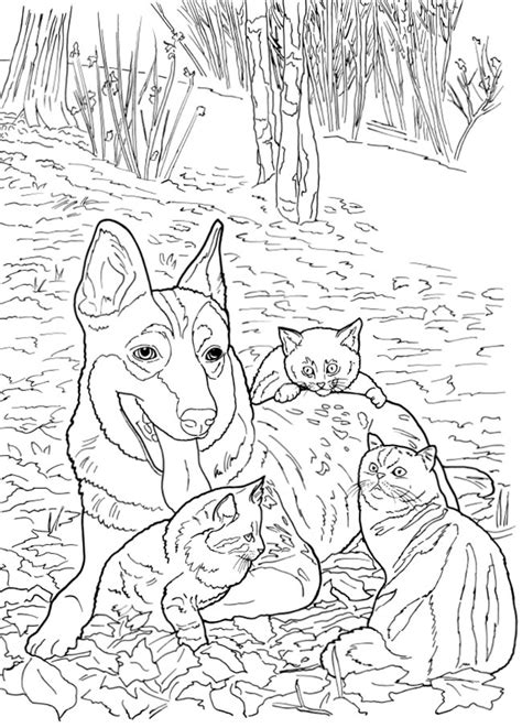 cats  dogs coloring pages stamping
