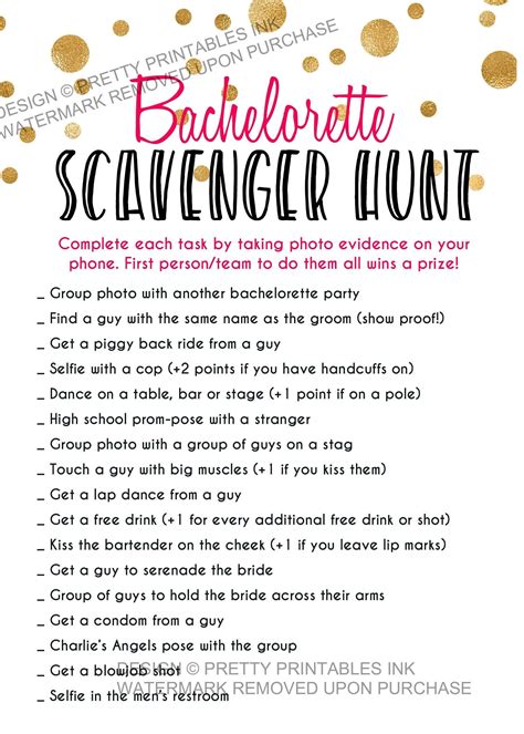 instant download printable bachelorette scavenger hunt game etsy