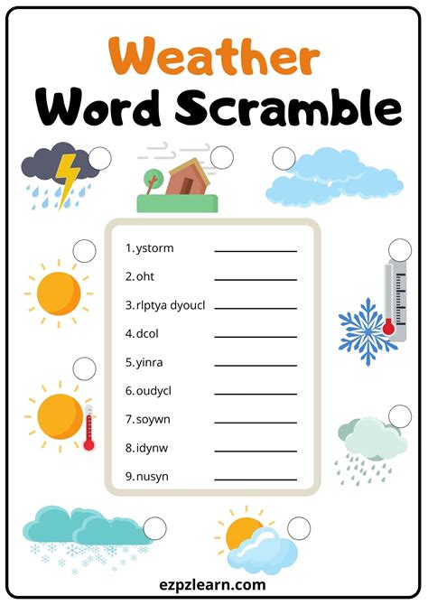 weather word scramble  ezpzlearncom