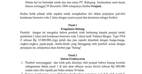 Contoh Surat Perjanjian Jual Beli Hp Bertemuco