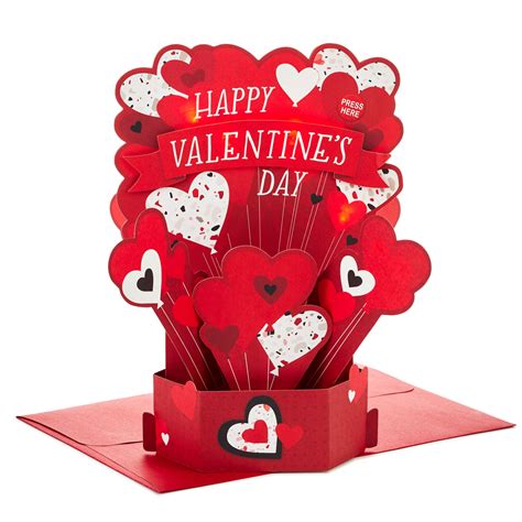 heart balloons musical  pop  valentines day card  lights