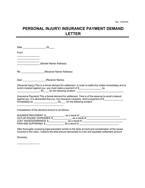 personal injury demand letter sample  word eforms images