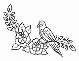 Coloring Flowers Bird Tropical Pages Printable Summer sketch template