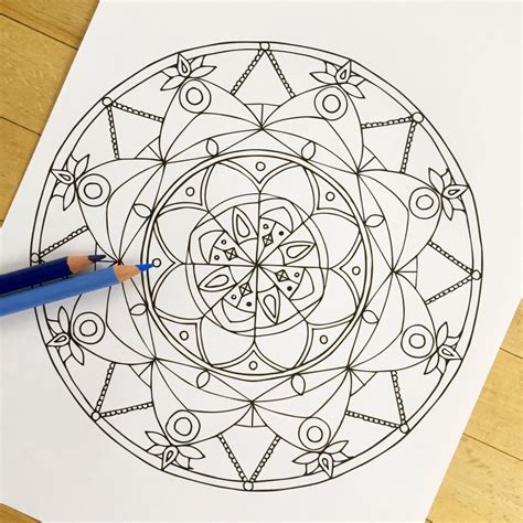 mandala peace hand drawn adult coloring page