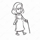 Lady Old Cartoon Drawing Character Getdrawings sketch template
