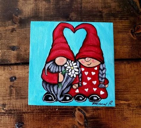 valentines day gnomes canvas painting gnomes  love