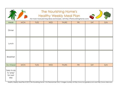 meal planner template  weight loss addictionary