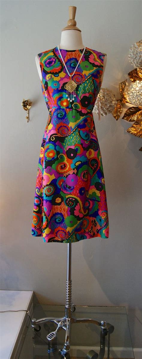 vintage 1960 s dress 1960s psychedelic silk dress by victor costa