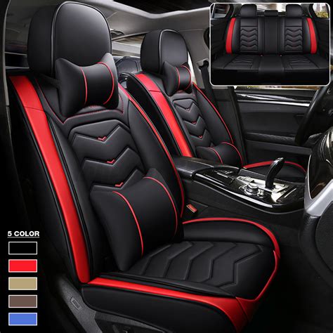 6d luxury pu leather car seat cover 5 seats cushions front and rear set