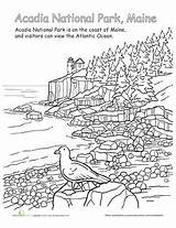 Coloring National Park Acadia Parks Pages State Maine Education Sheets Worksheet Color Choose Board sketch template