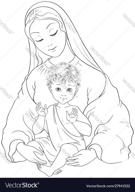awesome image virgin mary coloring page baby jesus  mary