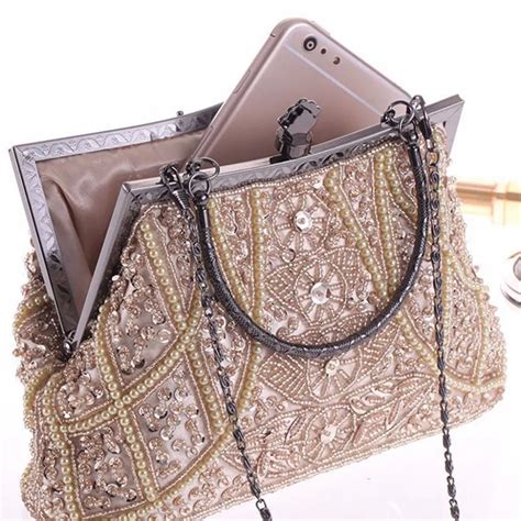 luxury brand handbags women designer leather vintage bead sequined