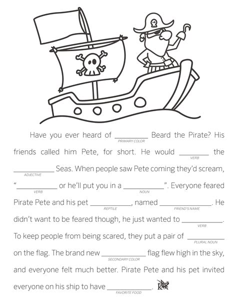 fill   blank stories learning liftoff pirates
