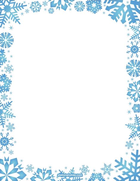 snowflake stationery  writing paper clip art borders