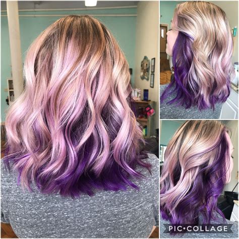purple ash purple highlights blonde hair hair color