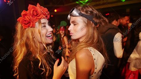 Sexy Lesbian At Halloween Party In Nightclub Flower Rim Aviator