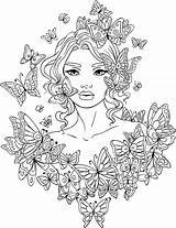 Coloring Pages Adult Adults Butterfly Colouring Fairy Mandala Girl Printable Sheets Butterflies Color Beautiful Print Line Artsy Rocks Kids Around sketch template