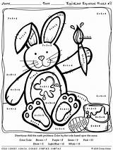 Easter Math Coloring Pages Color Addition Maths Printables Subtraction Numbers Worksheets Equations Code Sheets Worksheet Puzzles Cellent Egg Spring Fun sketch template