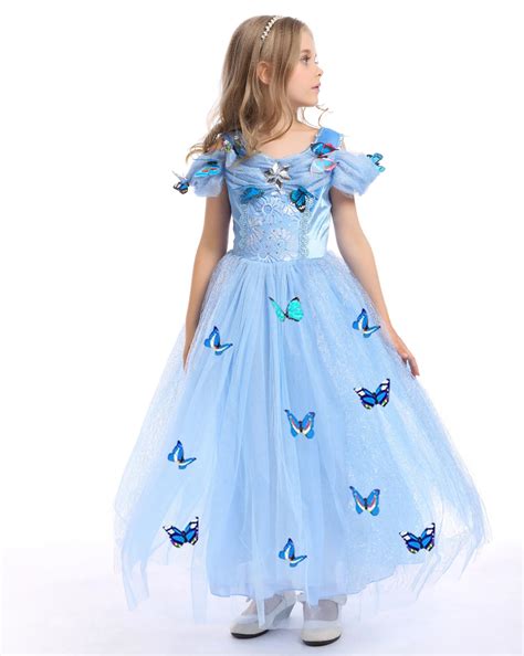 blue halloween costume  kids princess  christmas gifts  children girls cinderella