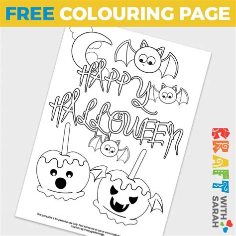 spooky candy apples colouring page craft  sarah