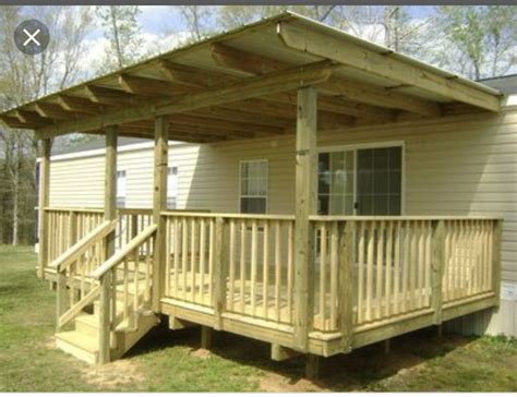 mobile home   covered porch  stairs