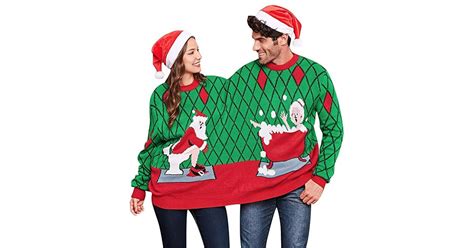 mr and mrs claus in the bathroom christmas sweater ugly christmas sweaters for couples 2018