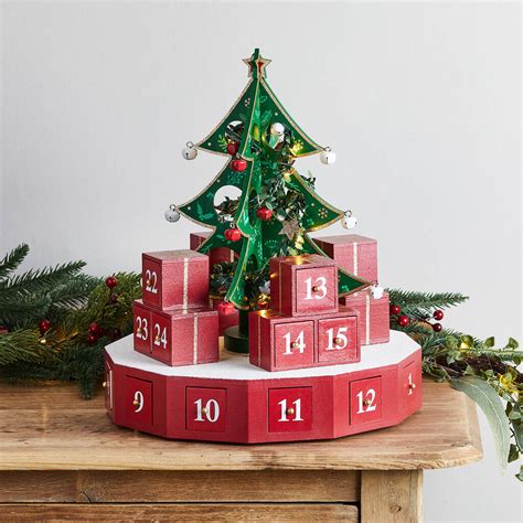 wooden christmas tree advent calendar  lightsfun notonthehighstreetcom