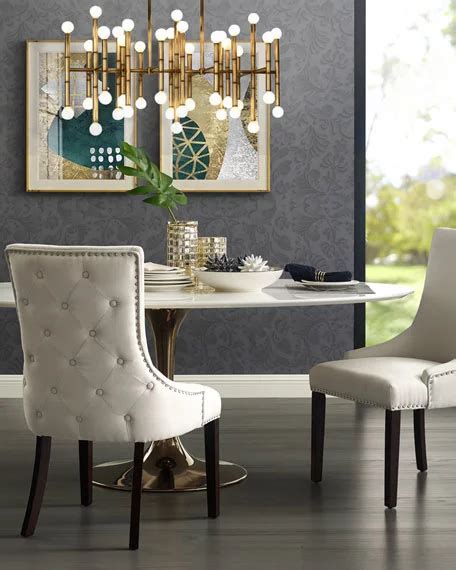 inspired home dining chairs  tufted  cream set   dining