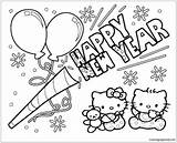 Year Happy Baby Pages Kitty Hello Color Coloring sketch template