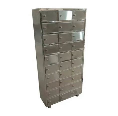 Key Lock Silver Stainless Steel Shoe Locker Cabinet For Office Size