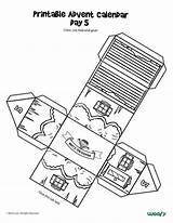 Advent Calendar Coloring Printable Papercraft Village Days Christmas Woojr sketch template