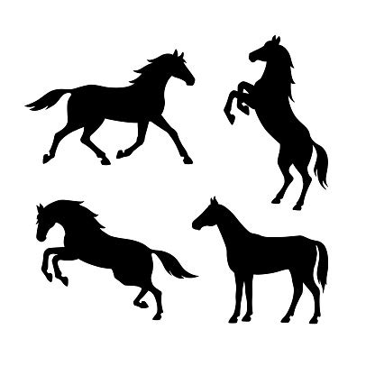 satz von silhouette von pferden isolierte schwarze silhouette von