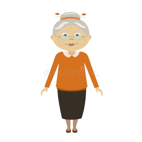 Senior Lady With Glasses Walking Flat Style Elderly Woman Old Lady