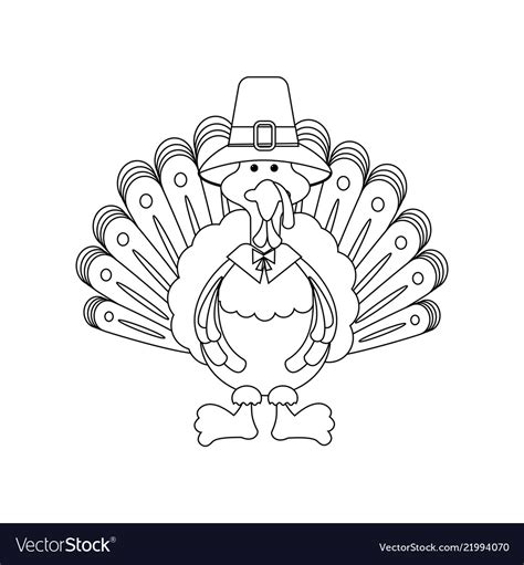 turkey thanksgiving day coloring page royalty  vector