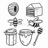 Bees Jars Hand sketch template